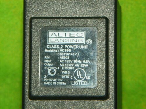 New 13V 4A Altec Lansing ACS66i Class 2 Transformer Ac Adapter - Click Image to Close